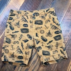 KAVU Chilliwack Printed Canvas Shorts – Nautical Caramel Print – Men’s Size 32
